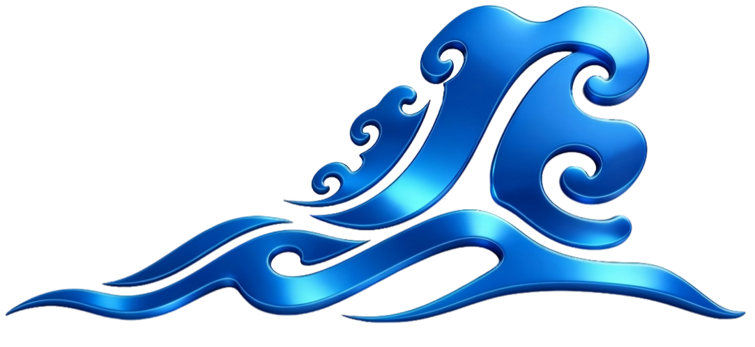 Large homepage logo of River to Sea, blue gradient design, modern minimalist style, enterprise identification graphics, professional technology service brand, high-definition image